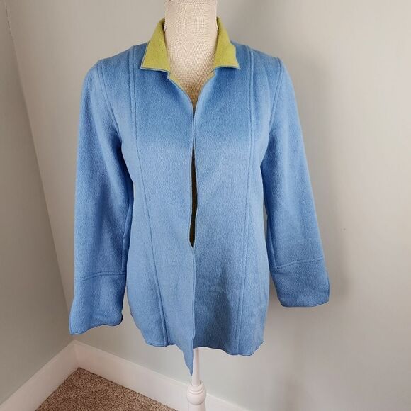 Harve Benard Two Tone Open Wool Blend Cardigan Jacket Size 4 - Picture 1 of 9